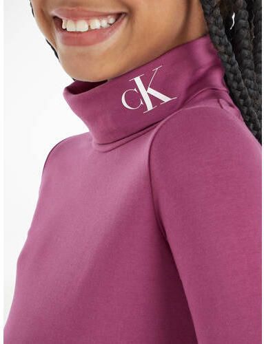 Calvin Klein longsleeve met logo paars Meisjes Stretchkatoen Col Logo 128 - Foto 3