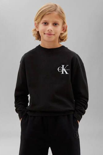 Calvin Klein longsleeve met logo zwart Katoen Ronde hals