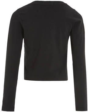 Calvin Klein longsleeve met logo zwart Meisjes Stretchkatoen Ronde hals 128 - Foto 2