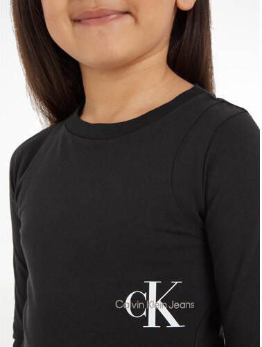 Calvin Klein longsleeve met logo zwart Meisjes Stretchkatoen Ronde hals 128 - Foto 3