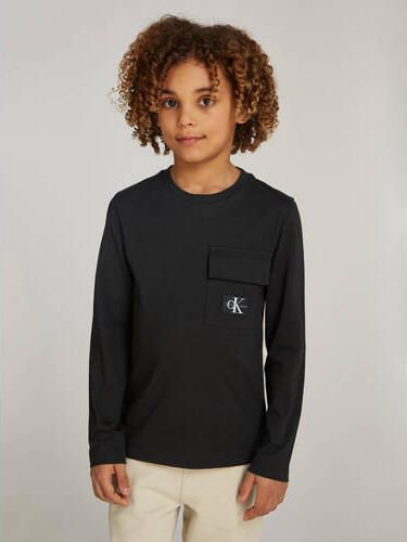 Calvin Klein Shirt met lange mouwen Badge Reg. Ls T-Shirt voor kinderen tot 16 jaar en met logo-patch