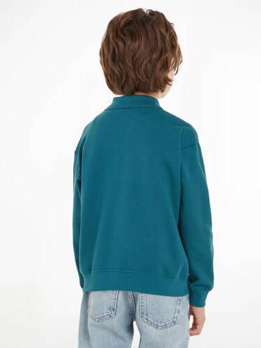 Calvin Klein polo met textuur zeegroen Jongens Katoen Polokraag Effen 152 - Foto 3