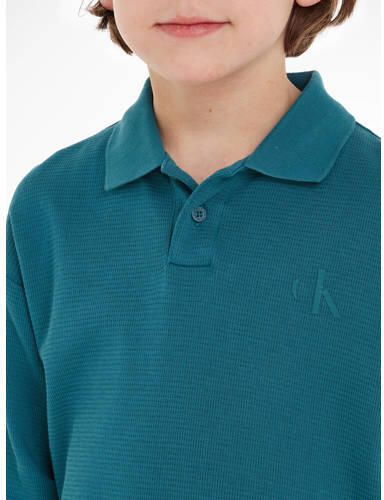 Calvin Klein polo met textuur zeegroen Jongens Katoen Polokraag Effen 152 - Foto 2