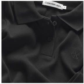 Calvin Klein polo RIB SLIM zwart Meisjes Stretchkatoen Polokraag Effen 116