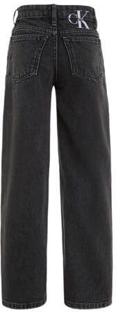 Calvin Klein straight fit jeans met logo dark grey denim Zwart Meisjes Katoen 140