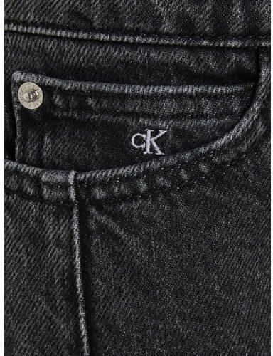 Calvin Klein straight fit jeans met logo dark grey denim Zwart Meisjes Katoen 140 - Foto 2