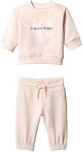 Calvin Klein sweater en broek set met logo lichtroze Logo