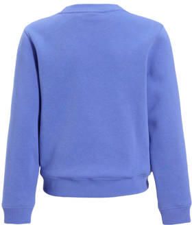 Calvin Klein sweater met logo oprdruk paarsblauw Groen Meisjes Katoen Ronde hals 140