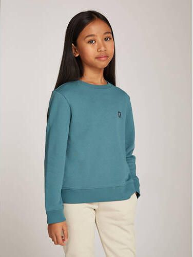Calvin Klein sweater met logo zeeblauw Katoen Ronde hals 164