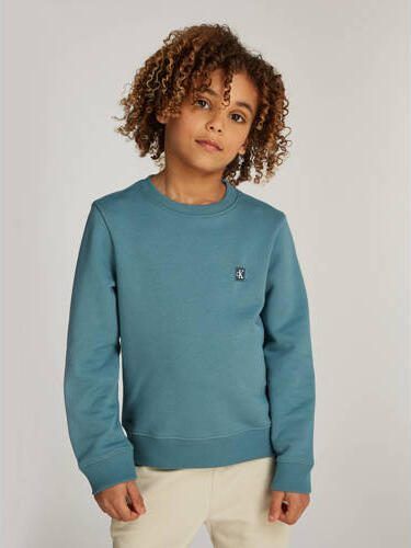 Calvin Klein sweater met logo zeeblauw Katoen Ronde hals 164 - Foto 2