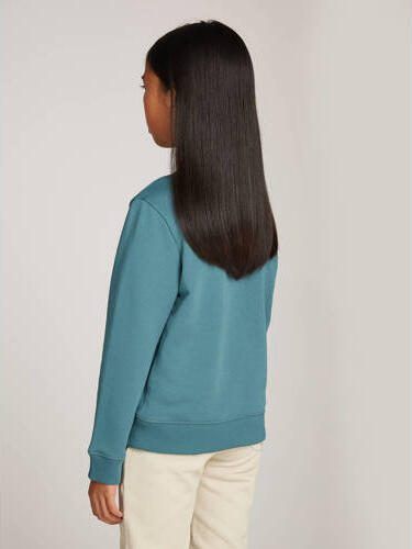 Calvin Klein sweater met logo zeeblauw Katoen Ronde hals 164 - Foto 3