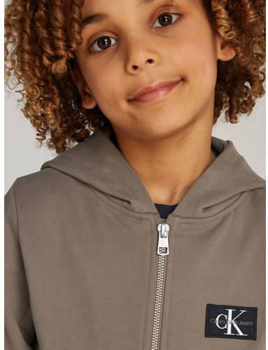 Calvin Klein sweatvest bruin Jongens Katoen Capuchon Effen 164