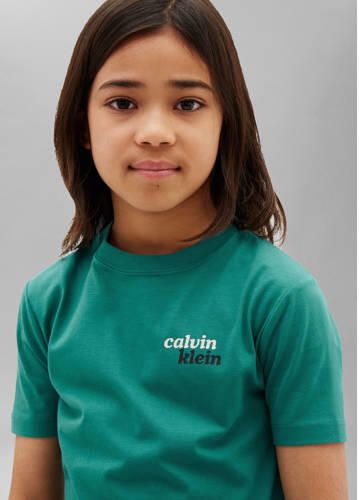 Calvin Klein T-shirt met backprint groen Katoen Ronde hals - Foto 2