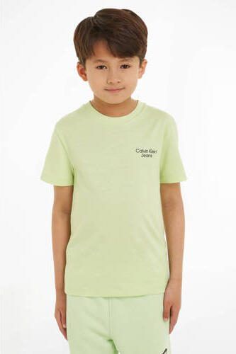Calvin Klein T-shirt met logo mint Groen Jongens Katoen Ronde hals Logo 104 - Foto 3