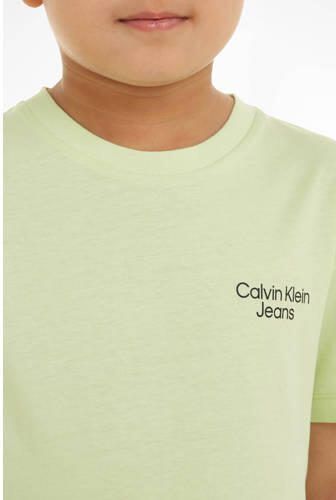 Calvin Klein T-shirt met logo mint Groen Jongens Katoen Ronde hals Logo 104 - Foto 2