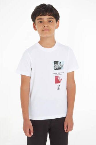 Calvin Klein T-shirt met printopdruk wit Jongens Katoen Ronde hals Printopdruk 116 - Foto 3