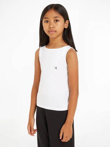 Calvin Klein T-shirt wit Meisjes Stretchkatoen Ronde hals Effen 140 - Foto 3