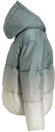 Calvin Klein tie-dye gewatteerde winterjas groen offwhite Meisjes Polyester Capuchon 128 - Foto 2