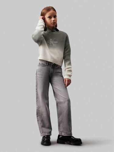 Calvin Klein trui olijfgroen wit Meisjes Katoen Ronde hals Meerkleurig 164 - Foto 2