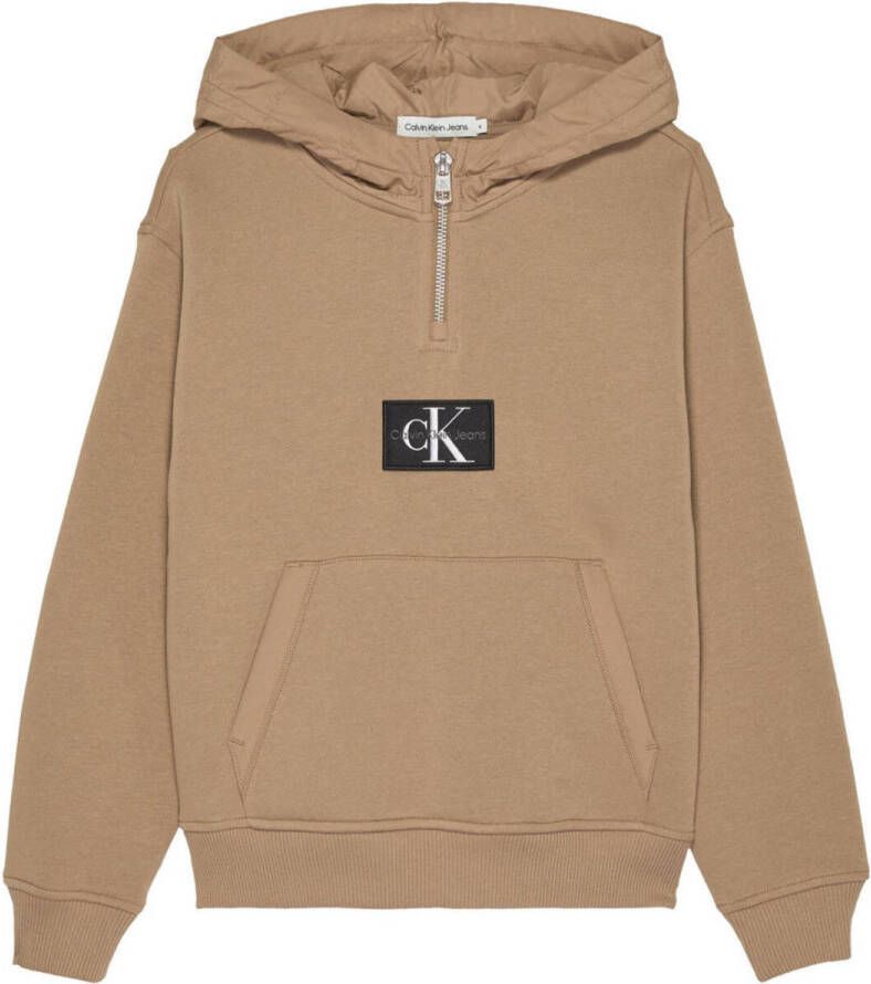 CALVIN KLEIN Jongens Truien & Vesten Quilted Mix Media Hoodie Beige