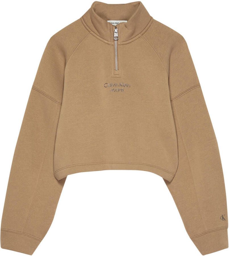 CALVIN KLEIN Meisjes Truien & Vesten Cut Seams Stack Logo Zip Up Hwk Camel