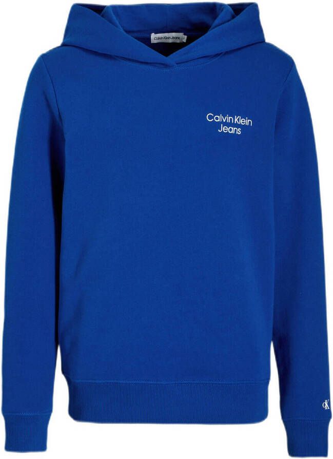 Calvin Klein hoodie met logo chalky blue destroyed