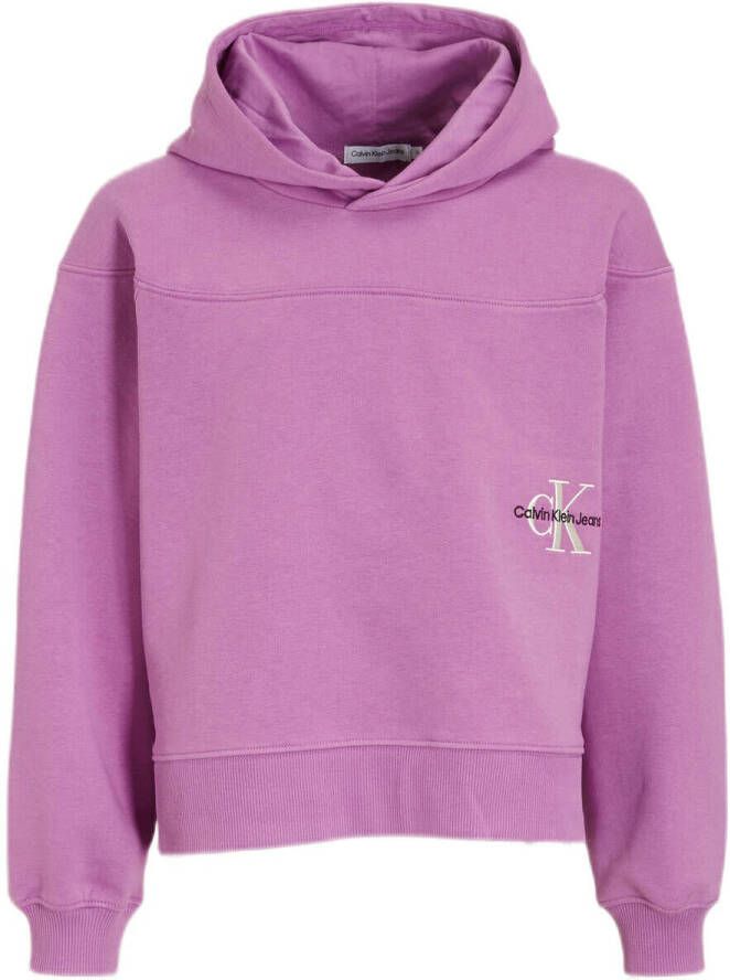 Calvin Klein hoodie met logo lila Sweater Paars Meisjes Katoen Capuchon 152