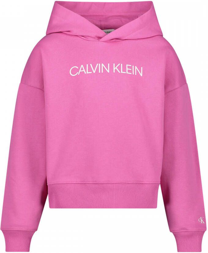 Calvin Klein sweater met logo roze Meisjes Katoen Capuchon Logo 116