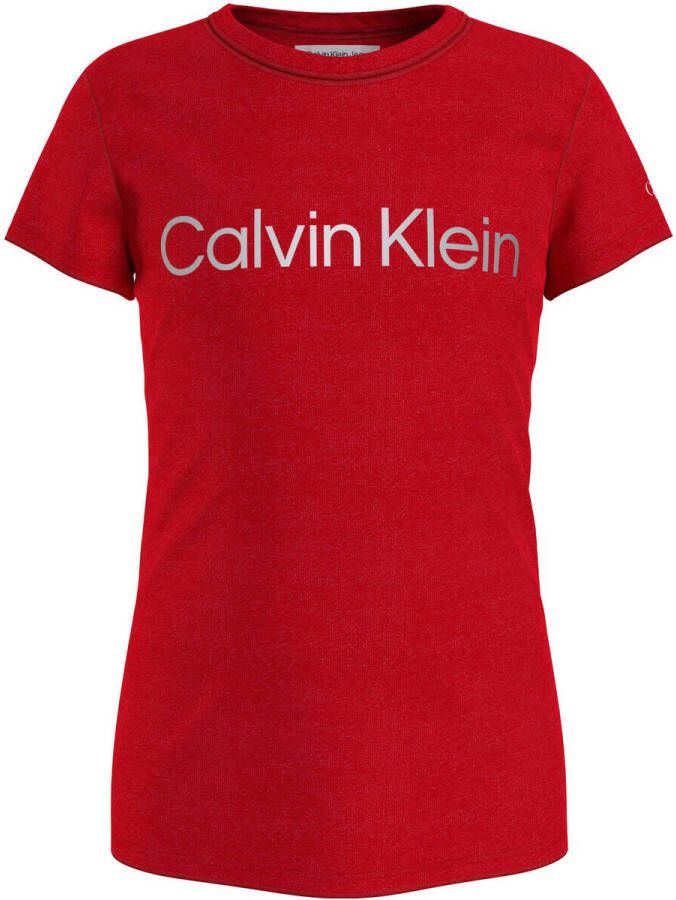 Calvin Klein Jeans T-shirt Korte Mouw INSTITUTIONAL SILVER LOGO SLIM T-SHIRT