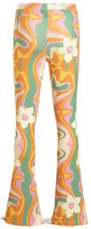 Cars flared broek MULTIA FLAIR met all over print oranje groen wit Meisjes Polyester 116