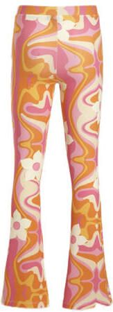 Cars flared broek MULTIA FLAIR met all over print roze oranje wit Meisjes Polyester 128