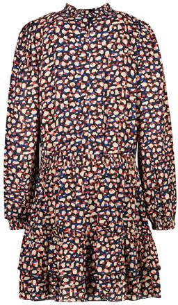 Cars jurk EGDA met dierenprint zwart rood Meisjes Viscose Ronde hals Dierenprint 152