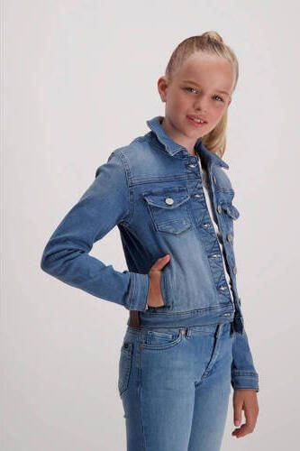 Cars spijkerjas Jorinda stonewashed used Blauw Meisjes Stretchdenim Klassieke kraag 128