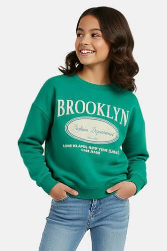 Cars sweater groen Meisjes Katoen Ronde hals Tekst