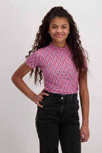 Cars T-shirt Ashi met all over print roze multi Top Meisjes Polyester Opstaande kraag 128 - Foto 4