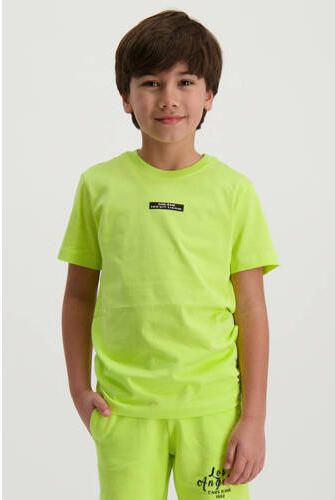 Cars T-shirt SONO met tekst neon geel Jongens Katoen Ronde hals Tekst 152