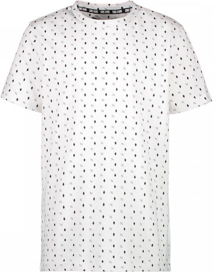 Cars T-shirt met stippen wit zwart Jongens Katoen Ronde hals Stip 128