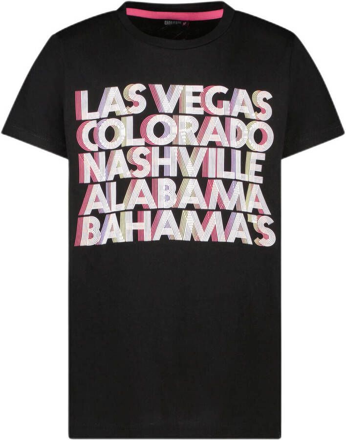 Cars T-shirt LASGO met tekst zwart Meisjes Katoen Ronde hals Tekst 152