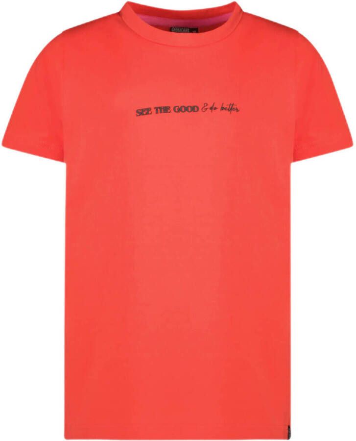 Cars T-shirt CARREY met tekst rood Meisjes Stretchkatoen Ronde hals Tekst 116