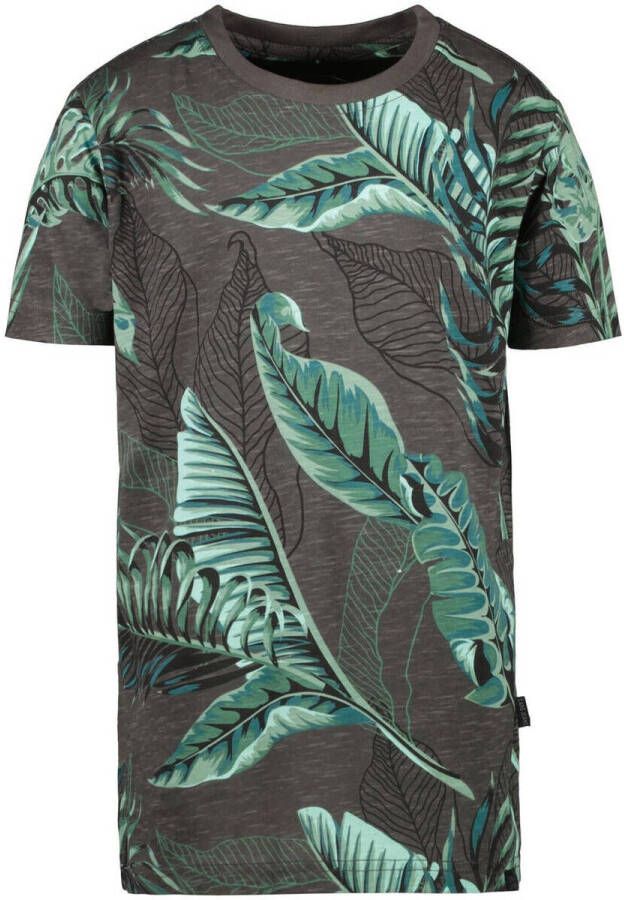 Cars T-shirt CARRON met all over print donkergrijs groen Jongens Katoen Ronde hals 128