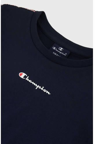 Champion T-shirt met logo donkerblauw Jongens Katoen Ronde hals Logo 122 128