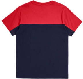 Champion T-shirt met logo donkerblauw rood Jongens Katoen Ronde hals Logo 122 128