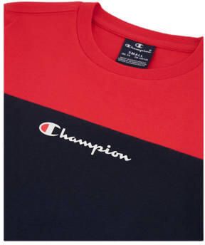 Champion T-shirt met logo donkerblauw rood Jongens Katoen Ronde hals Logo 122 128 - Foto 2