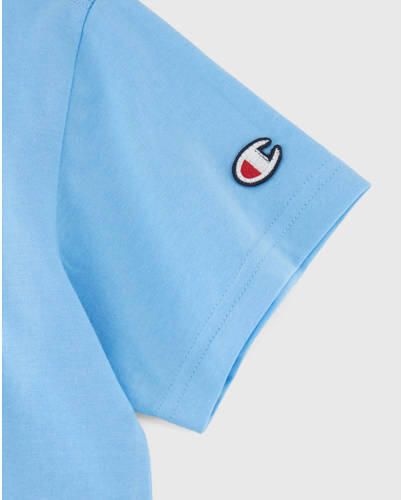 Champion T-shirt met logo lichtblauw Jongens Katoen Ronde hals Logo 134 140