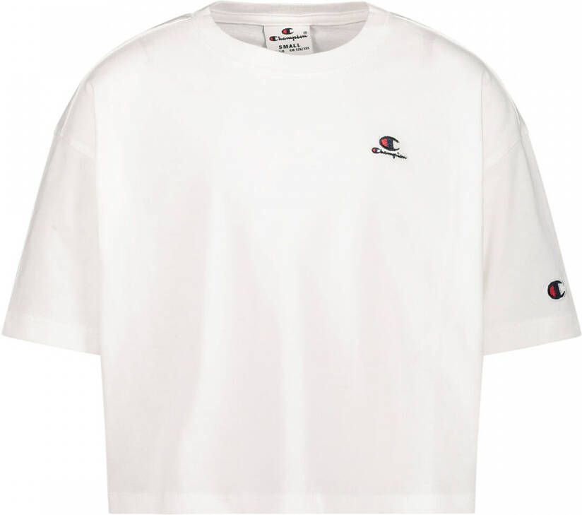 Champion T-shirt met logo wit Meisjes Katoen Ronde hals Logo 128