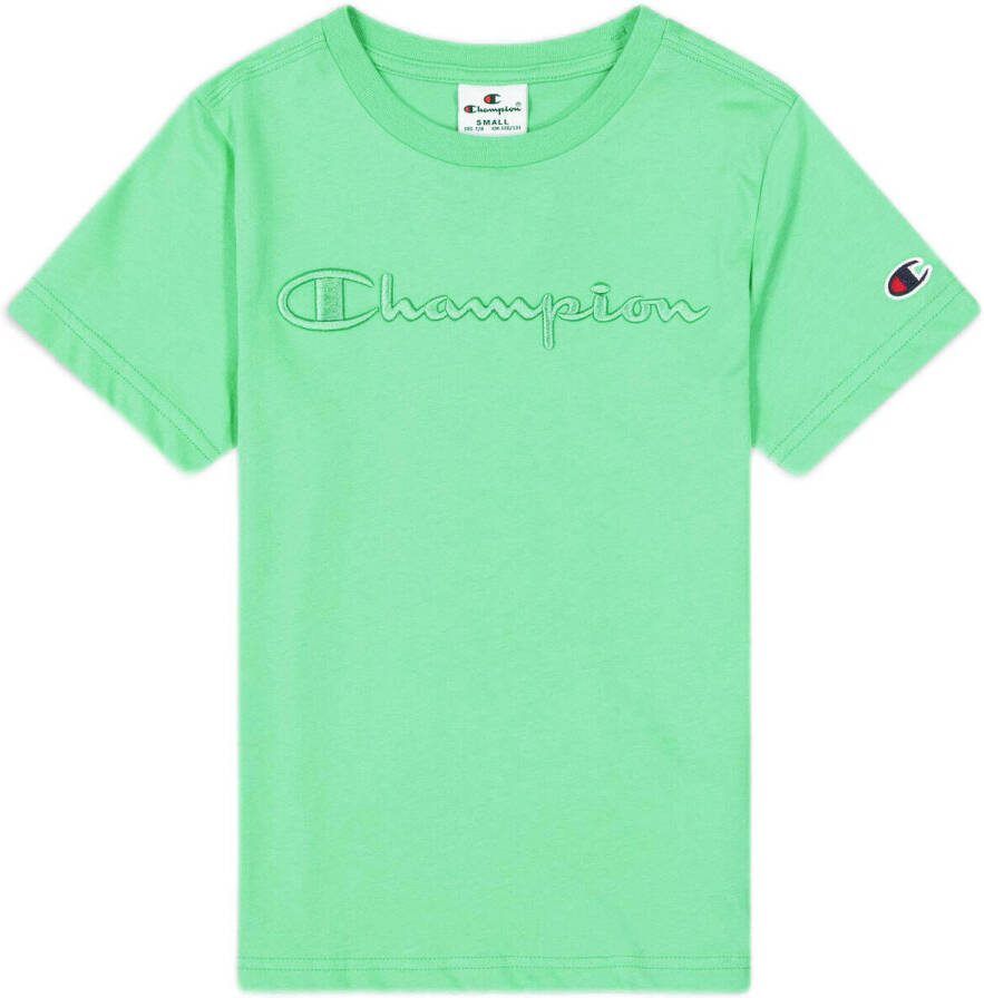 Champion T-shirt met logo groen Jongens Katoen Ronde hals Logo 170 176