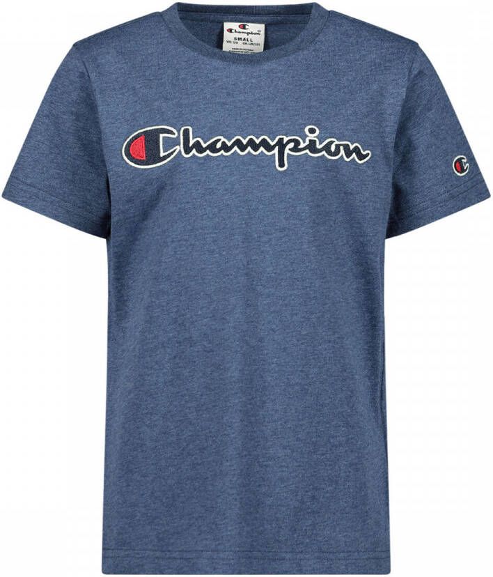 Champion T-shirt met logo blauw Jongens Katoen Rolkraag Logo 128