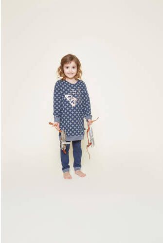Charlie Choe pyjama met all over print donkerblauw wit Meisjes Stretchkatoen Ronde hals 110 116 - Foto 2