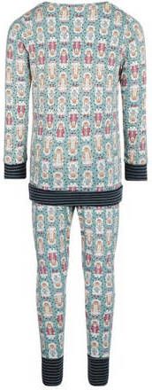 Charlie Choe pyjama met all over print blauw roze beige Meisjes Stretchkatoen Ronde hals 110 116