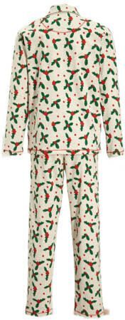 Claesen's pyjama met bladprint ecru groen rood Meisjes Katoen Klassieke kraag 116-122 - Foto 2